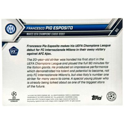 Francesco Pio Esposito 2025 Topps Now - Rookie Makes UCL Debut #13 Inter Milano