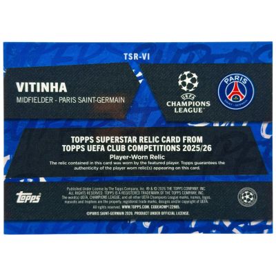 Vitinha 2025-26 Topps UCC Flgaship - Superstar Player Worn Relic 007/150 #TSR-VI PSG
