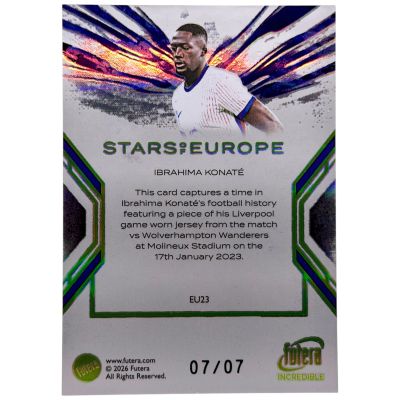 Ibrahima Konate 2026 Futera Incredbibles - Match Worn Patch 07/07 #EU23 FC Liverpool