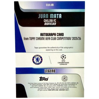 Juan Mata 2025-26 Topps Chrome UCC - AUTO Pink 115/250 #CLR-JM Chelsea