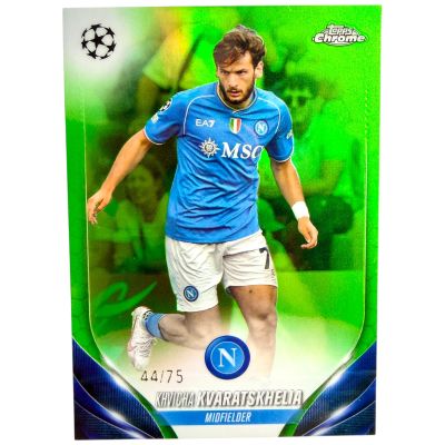 Khvicha Kvaratskhelia 2023-24 Topps Chrome UCC - Green 44/75 #199 Napoli 