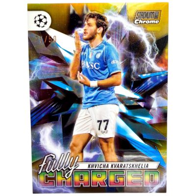 Khvicha Kvaratskhelia 2023-24 Topps Stadium Club Chrome - Fully Charged Gold /50