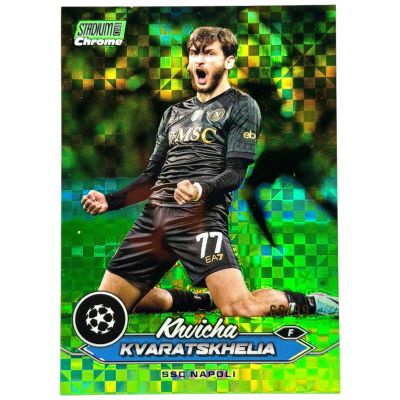 Khvicha Kvaratskhelia 2023-24 Topps Stadium Club Chrome - Green Checkerboard 66/99 #77 Napoli
