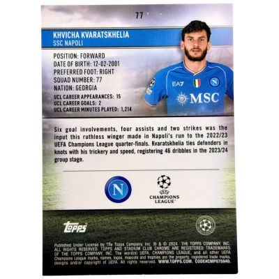 Khvicha Kvaratskhelia 2023-24 Topps Knockout UCC - Green 24/99 Napoli