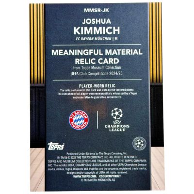 Joshua Kimmich 2024-25 Topps Museum UCL - Player Worn RELIC 139/299 #MMSR-JC Bayern Munich