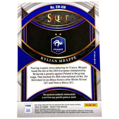 Kylian Mbappe 2024-25 Panini Select Fifa Soccer - Patch PRIZM #SW-KM Franta