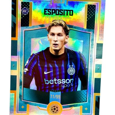 Pio Esposito 2025-26 Topps Gold UCL - Aqua 71/99 Rookie RC Inter Milano