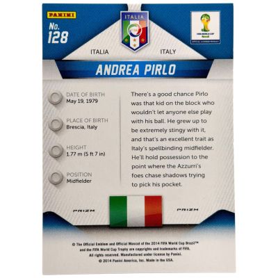 Andrea Pirlo 2014 Panini Prizm World Cup - Red White & Blue Power Plaid #128 Italia