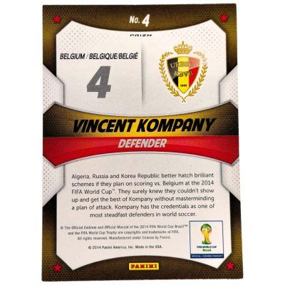 Vincent Kompany 2014 Prizm World Cup Stars - Red White & Blue Power Plaid #4 Belgia