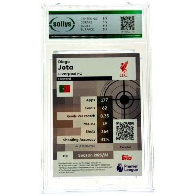 Digo Jota 2025-26 Topps Premier League #410 FC Liverpool SOLLYS 9.5