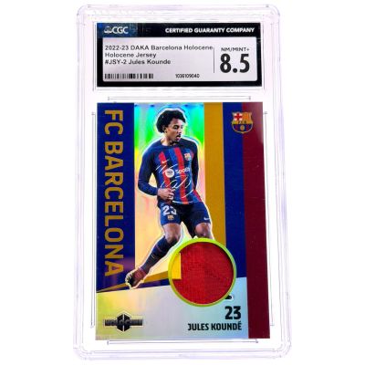 Jules Kounde 2022-23 Daka FC Barcelona Holocene - Jersey Match Used Patch 21/50 #JSY-2 CGC 8.5