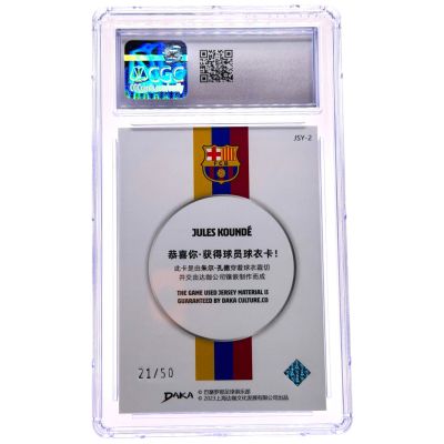 Jules Kounde 2022-23 Daka FC Barcelona Holocene - Jersey Match Used Patch 21/50 #JSY-2 CGC 8.5