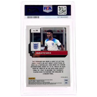 Bukayo Saka 2022-23 Panini Donruss Fifa - Optic Blue 25/99 PSA 9 