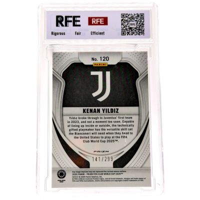Kenan Yildiz 2025 Panini Prizm Fifa Club World Cup - Red Prizm 141/299 #120 Juventus RFE 9.5