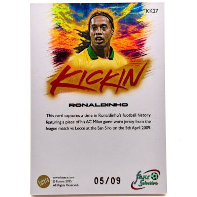 Ronaldinho 2025 Futera Fans Selection - Match Worn Patch 05/09 #KK27 AC Milan
