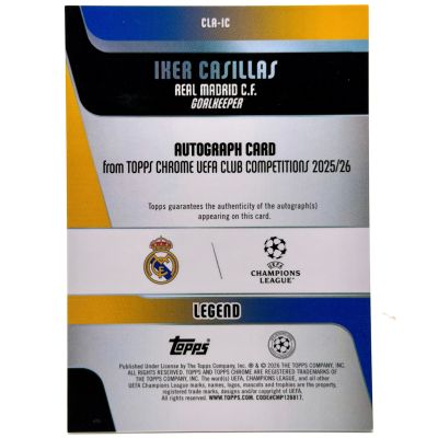 Iker Casillas 2025-26 Topps Chrome UCC - AUTO 07/99 #CLA-IC Real Madrid