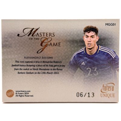 Alessandro Bastoni 2024 Futera Unique - Goldframe Match Worn Patch 06/13 #MGG-01 Inter Milan