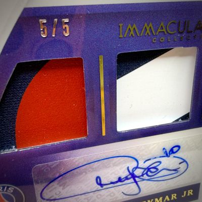 Neymar Jr 2021 Panini Immaculate Collection - AUTO Double PATCH 5/5 #DU-NJR PSG