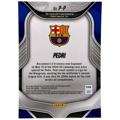 Pedri 2025-26 Panini Prizm FIFA - AUTO Permanship #P-P FC Barcelona