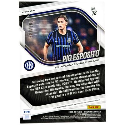 Pio Esposito 2025-26 Panini Prizm Fifa - 096/149 #78 Inter Milan