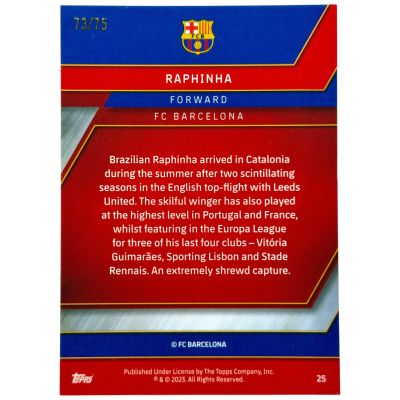 Raphinha 2022-23 Topps FC Barcelona Chrome - 73/75 #25 