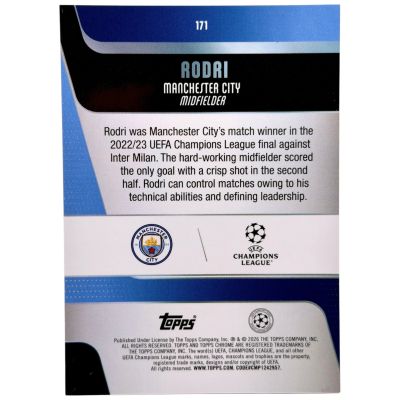 Rodri 2025-26 Topps Chrome UCC - 63/99 Green #171 Manchester City