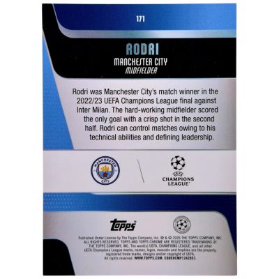 Rodri 2025-26 Topps Chrome UCC - 072/250 Pink Sparkle #171 Manchester City