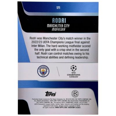 Rodri 2025-26 Topps Chrome UCC - 042/250 X Fractor Pink #171 Manchester City