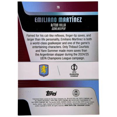 Emiliano Martinez 2025-26 Topps Chrome UCC - 060/250 Pink #75 Aston Villa