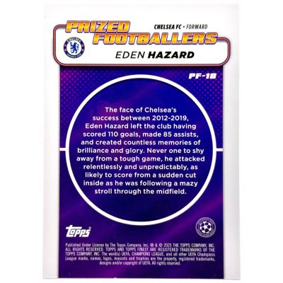 Eden Hazard 2024-25 Topps Finest UCC - 224/299 Purple #PF-18 Chelsea