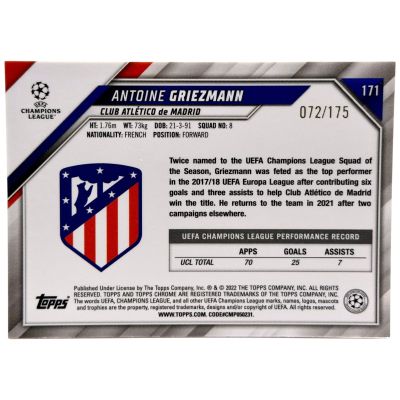 Antoine Griezman 2021-22 Topps Chrome UCC - 072/175 Pink #171 Atletico Madrid