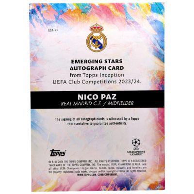 Nico Paz 2023-24 Topps Inception UCC AUTO #ESA-NP 55/99 Real Madrid