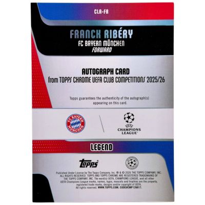 Frank Ribery 2025-26 Topps Chrome UCC - 19/50 Gold AUTO #CLA-FR Bayern Munchen