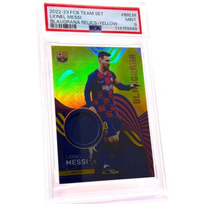Lionel Messi 2022-23 Topps FC Barcelona Team Set Blaugrana Worn Relic 5/50 #BRLM PSA 9