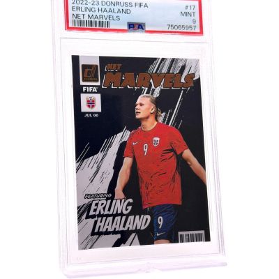 Erling Haaland 2022-23 Panini Donruss Fifa Net Marvels #17 Norvegia PSA 9