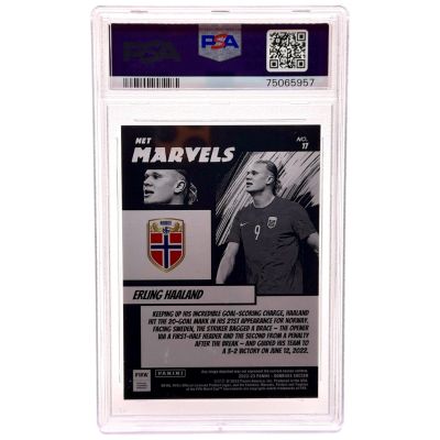 Erling Haaland 2022-23 Panini Donruss Fifa Net Marvels #17 Norvegia PSA 9