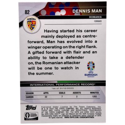 Dennis Man 2024 Topps Chrome Euro 2024 #82 Romania