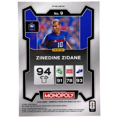 Zinedine Zidane 2026 Panini Monopoly Prizm World Cup - Cracked Ice Gold #9 Franta