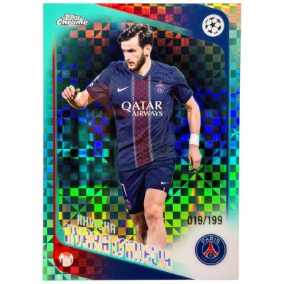 Khvicha Kvaratskhelia 2025-26 Topps Chrome UCC - 019/199 X Factor #167 PSG
