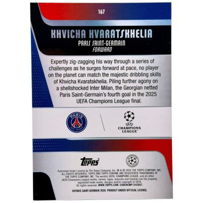 Khvicha Kvaratskhelia 2025-26 Topps Chrome UCC - 019/199 X Factor #167 PSG