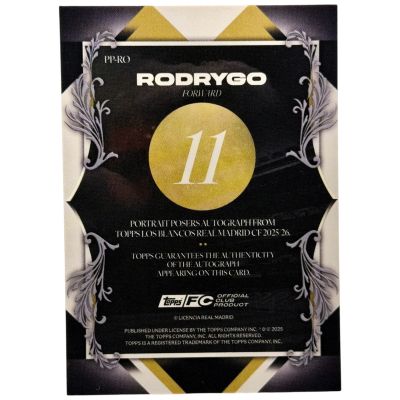 Rodrygo 2025-26 Topps Los Blancos - Portrait Poser AUTO #PP-RO Real Madrid