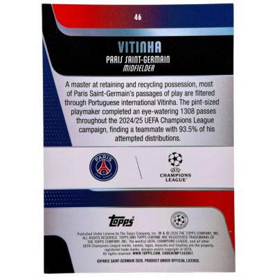 Vitinha 2025-26 Topps UCC Chrome - Orange Refractor 12/25 PSG