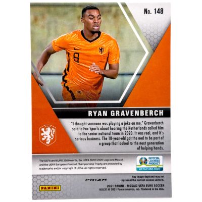Ryan Gravenberch 2021 Panini Mosaic Euro 2020 - Rookie RC PINK Prizm #148 Olanda