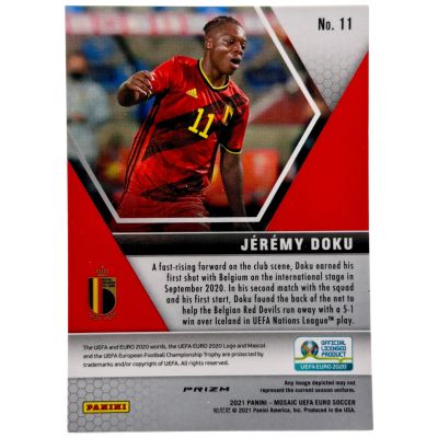 Jeremy Doku 2021 Panini Mosaic Euro 2020 - Rookie RC Prizm #11 Belgia 