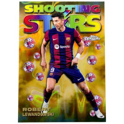 Robert Lewandowski 2023-24 Topps Chrome UCC - Shooting Stars GOLD LAVA #98-4 FC Barcelona  