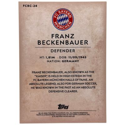 Franz Beckenbauer 2023-24 Topps Bayern Munchen Team Set - Mia San Mia Insert #FCBC-24