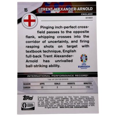 Trent Alexander Arnold 2024 Topps Chrome Euro - Styleguide 15/24 #15 Anglia