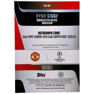 Ryan Giggs 2025-26 Topps Chrome UCC - AUTO Purple 18/75