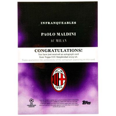 Paolo Maldini 2025-26 Topps UCC Simplicidad - Infranqueables AUTO 49/50 AC Milan