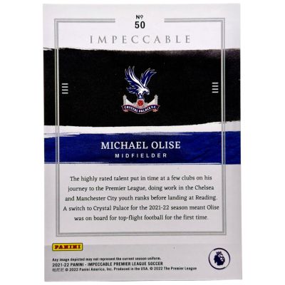Michael Olise 2021-22 Panini Impeccable Premier League - Rookie RC Silver 15/15 #50 Crystal Palace
